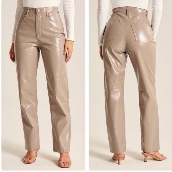 Abercrombie & Fitch Pants - Abercrombie and Fitch 90s Straight Ultra High Rise Faux Leather Pant Sz 33 NWT